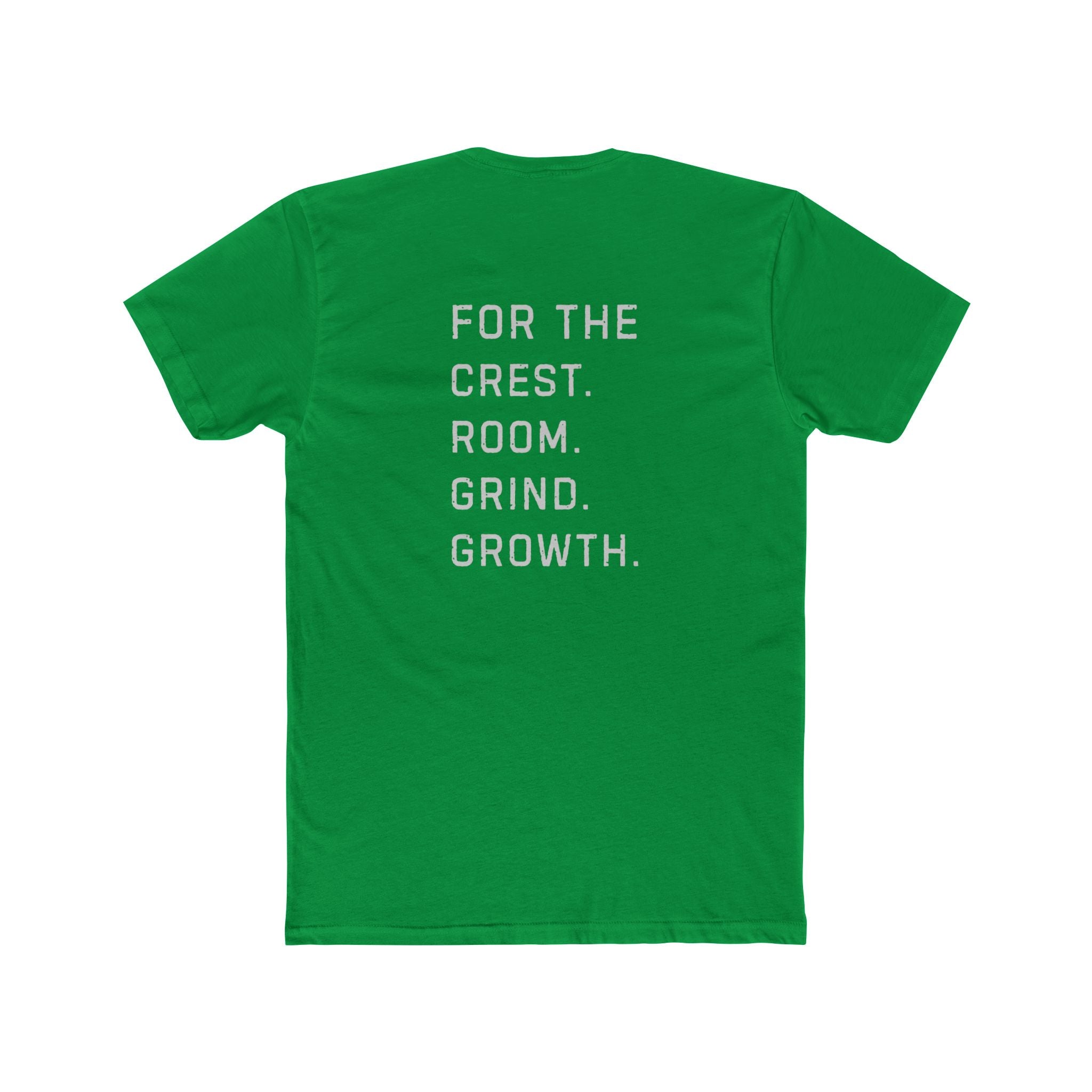 Hockey team-first shirt back design reading For the Crest For the Room For the Grind For the Growth in stacked white text