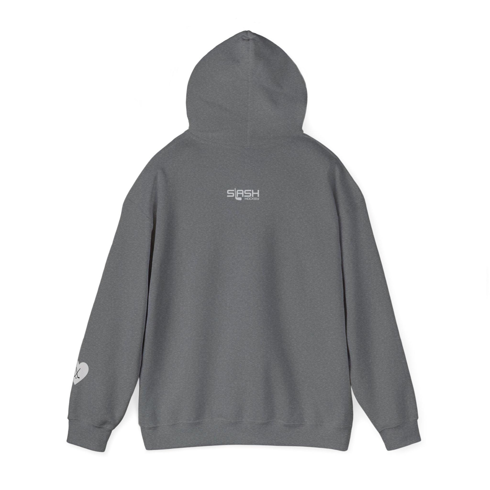 Back view of Billet Mom hockey hoodie for junior hockey billet host families and hockey moms