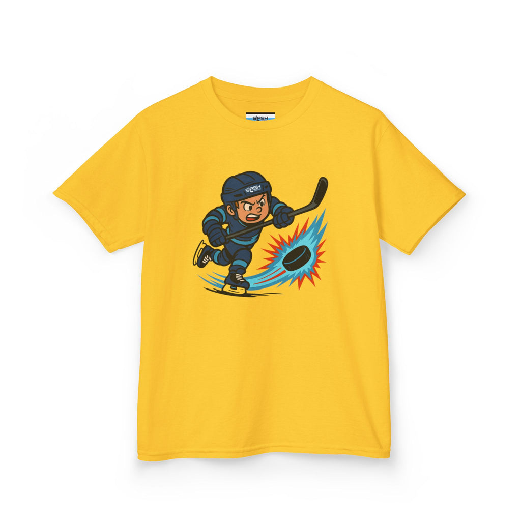 Front view of Slapshot Hero Youth Tee hockey t-shirt by Slash Hockey