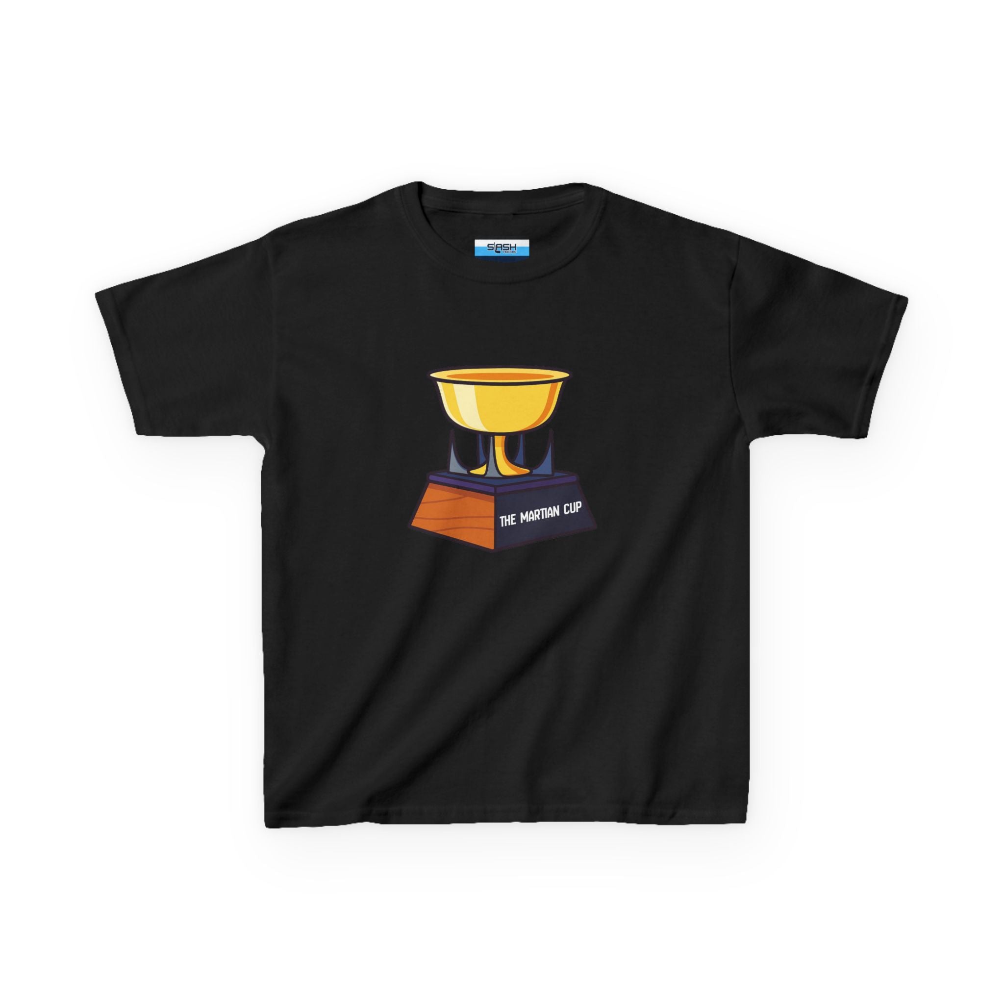 Youth Martian Cup Tee, front view — youth hockey t-shirt featuring a fun, extraterrestrial-themed “Martian Cup” graphic on the chest, clean athletic fit, displayed on a plain background.