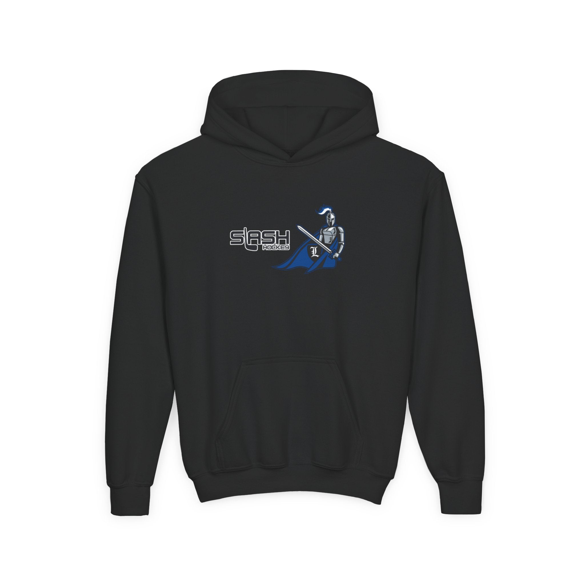 “LHA Youth Girls Hockey Hoodie front view — Livonia Hockey Association design in team colors printed on premium cotton-blend youth hoodie.”