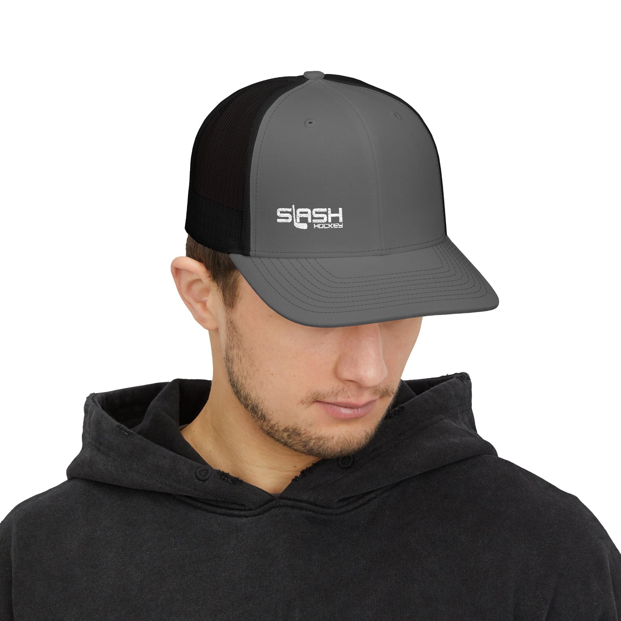 Front Lifestyle shot of Cool Dude Snapback Cap hockey cap in a real hockey culture setting by Slash Hockey