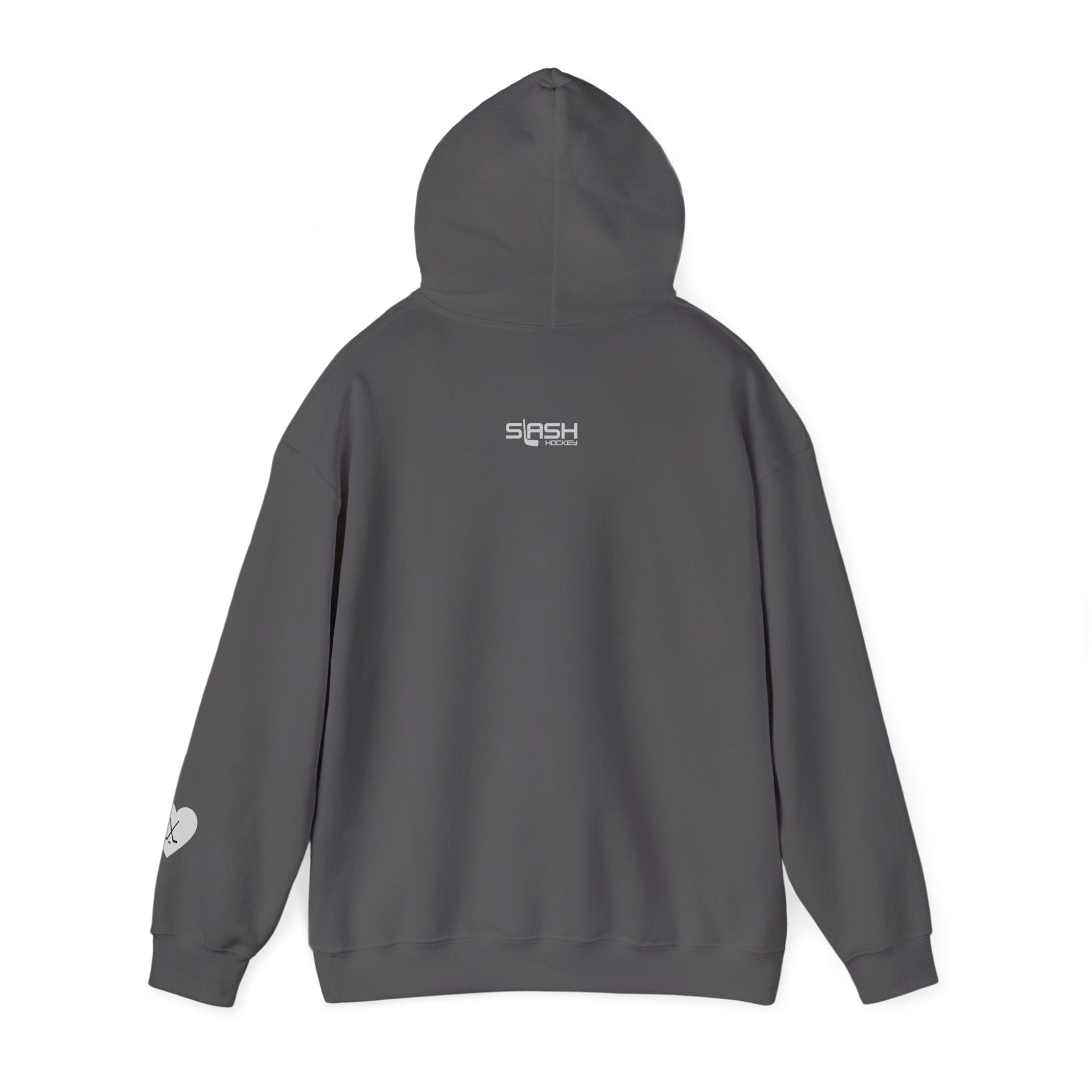 Back view of Billet Mom hockey hoodie for junior hockey billet host families and hockey moms