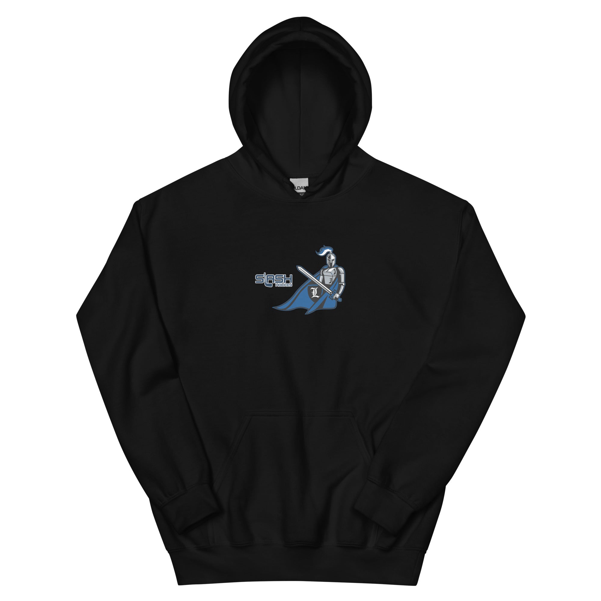 Front view of LHA Girls Hoodie with Livonia Hockey Association logo and Slash Hockey branding on chest.