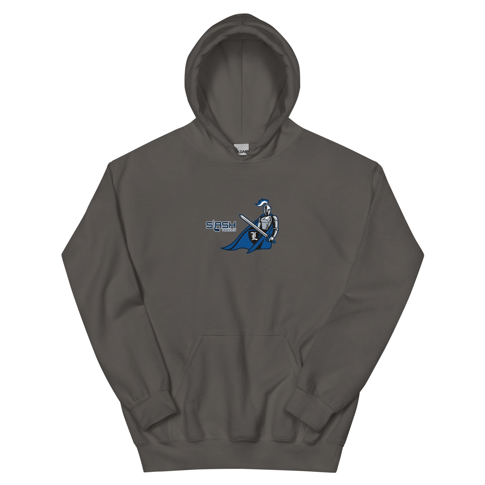 Front view of LHA Girls Hoodie with Livonia Hockey Association logo and Slash Hockey branding on chest.
