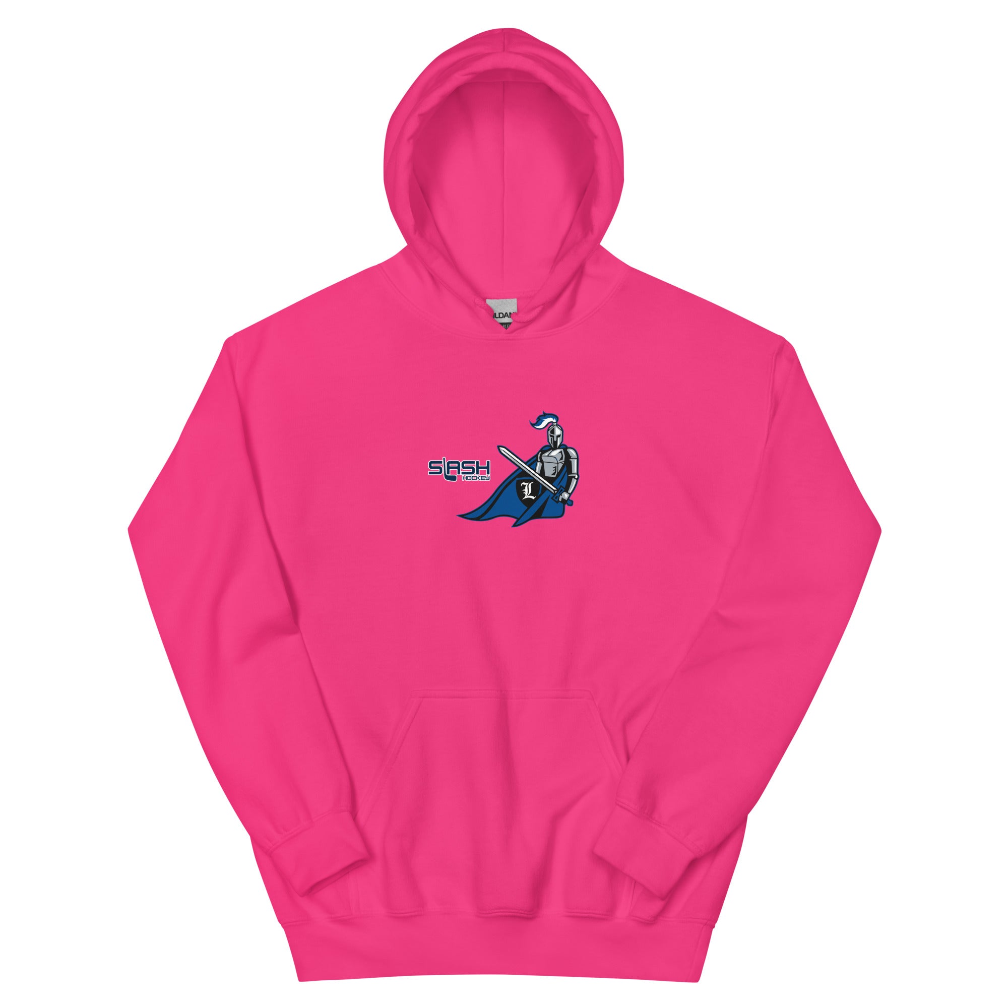Front view of LHA Girls Hoodie with Livonia Hockey Association logo and Slash Hockey branding on chest.