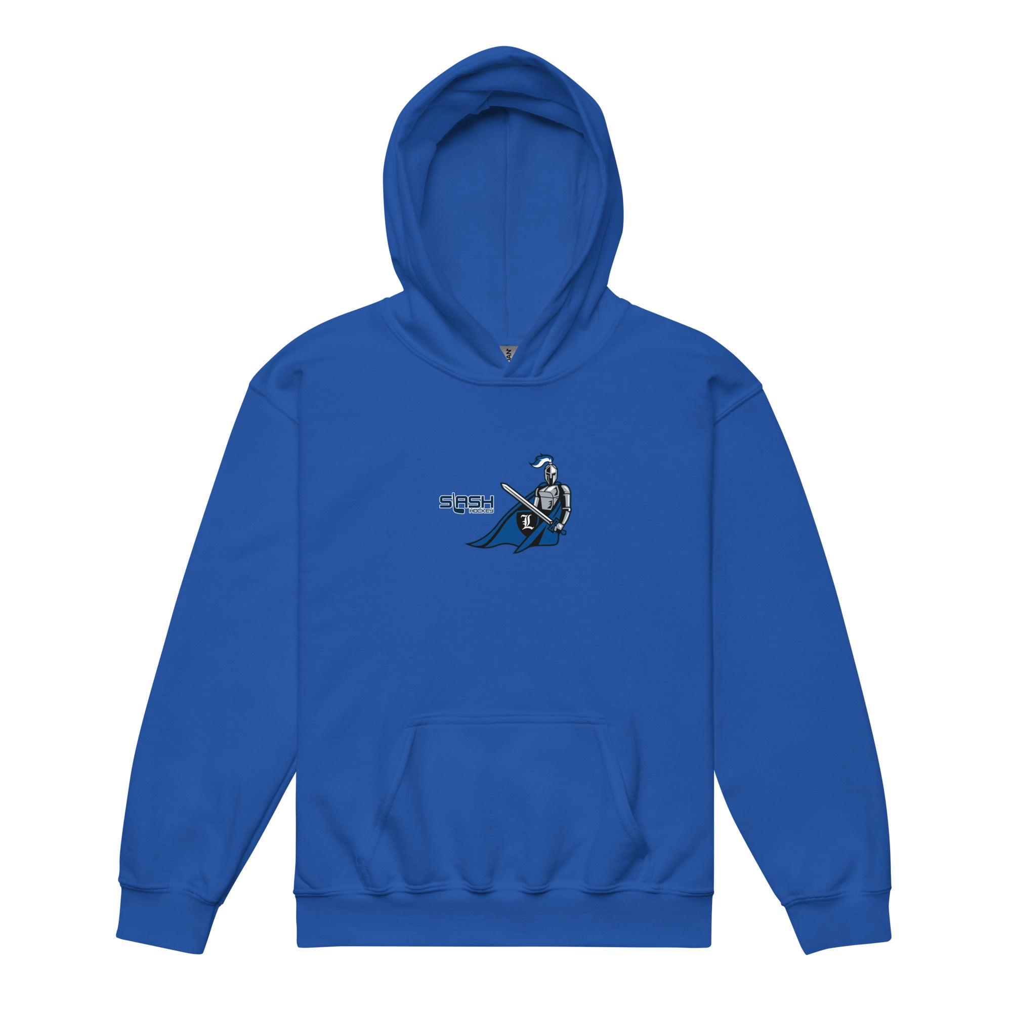 Front view of LHA Youth Girls Hoodie with Livonia Hockey Association logo and Slash Hockey branding on chest.