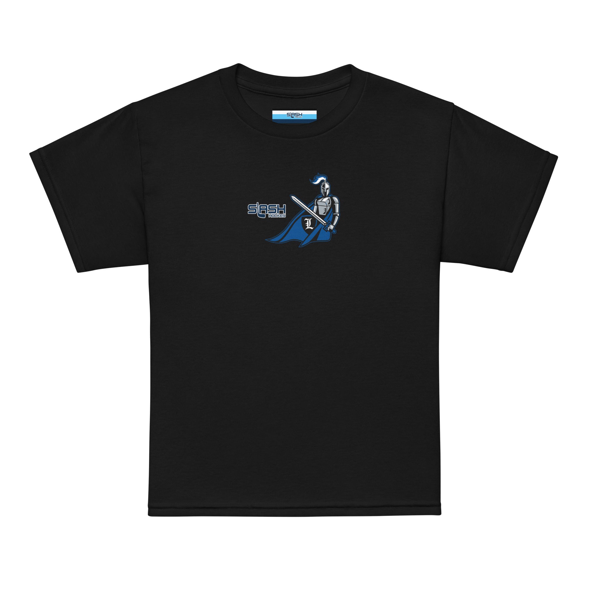 Front view of LHA Youth Girls Tee with Livonia Hockey Association logo and Slash Hockey branding on chest.