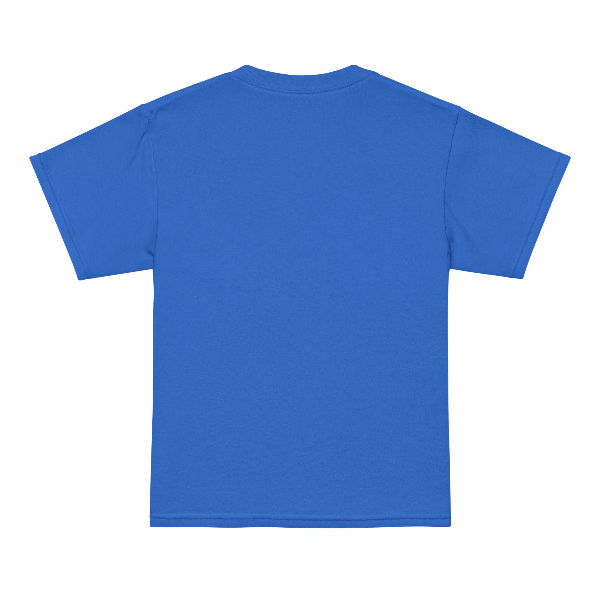 Back view of LHA Youth Girls Tee in navy, plain design with no graphics.
